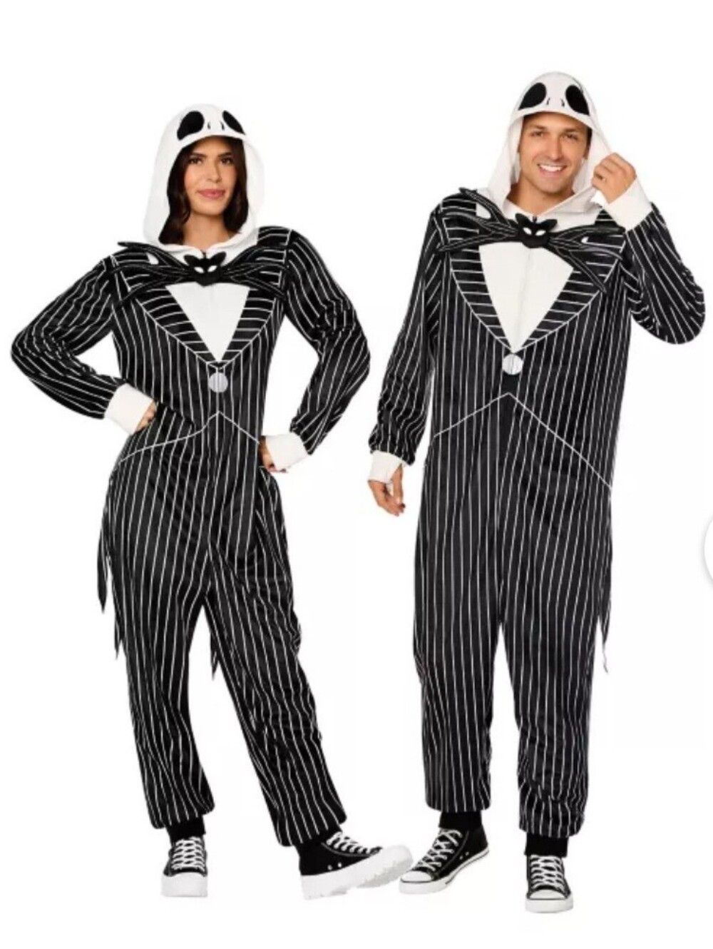 Jack Skellington-Inspired Black & White Striped Costume Onesie Woman's Small